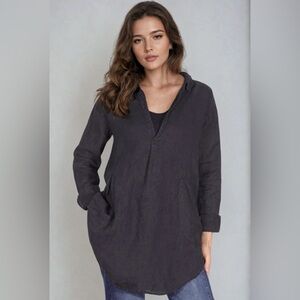 NWT CP Shades Dark Gray Teton Tunic Long Sleeve Shirt with V Neck & Pocket